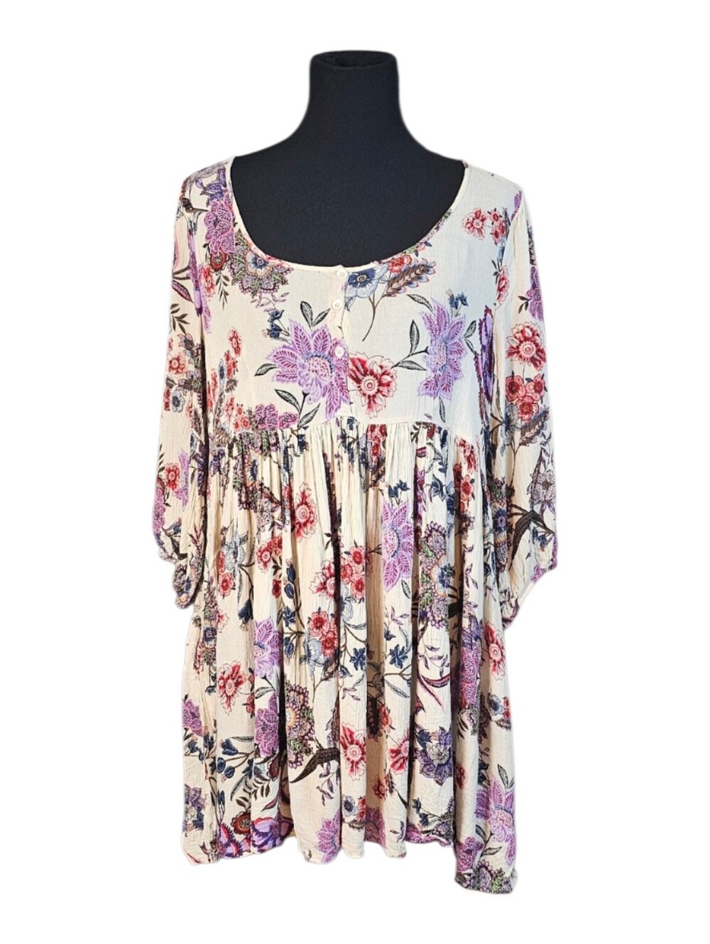 Altar'd State Floral Babydoll Dress Boho Cottagecore Balloon Sleeve Large